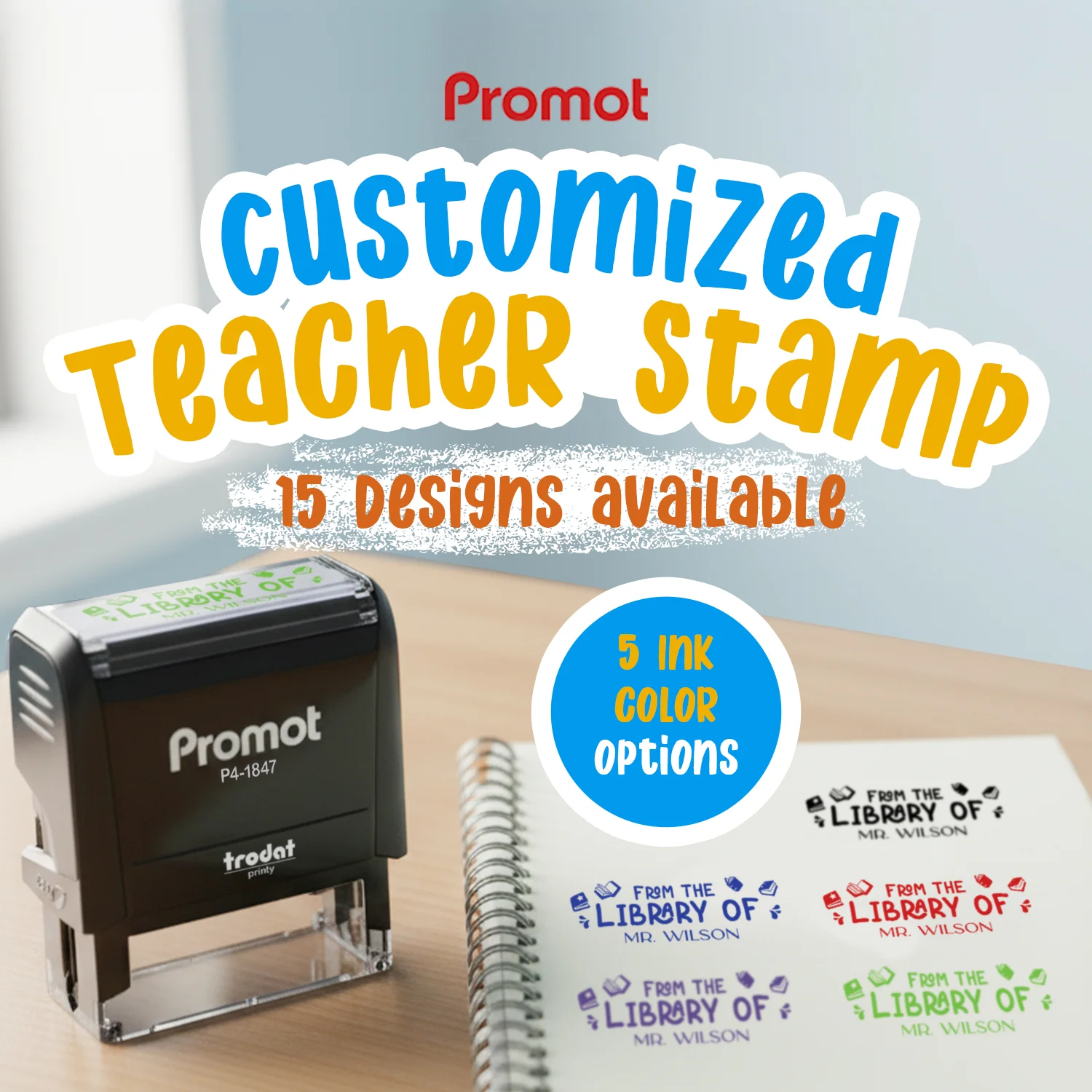 Teacher Custom Rubber Stamp "Taco Bout Some Great Work" - Medium with multiple designs and ink color options.